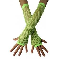 Long Fishnet Gloves Neon Green